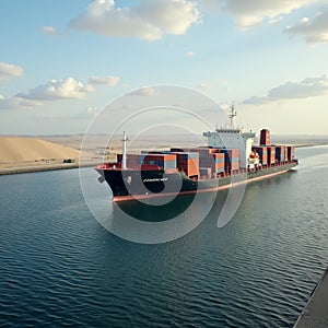 cargo ship in the sea AI generated