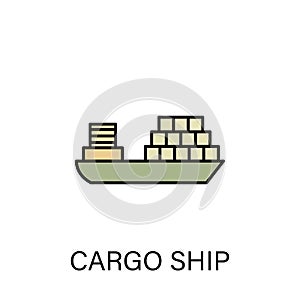 Cargo ship sea transport outline icon. Signs and symbols can be used for web, logo, mobile app, UI, UX