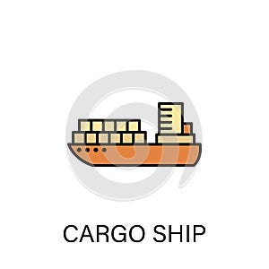 Cargo ship sea transport outline icon. Signs and symbols can be used for web, logo, mobile app, UI, UX