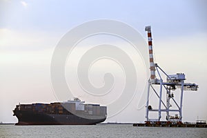 Cargo ship with shipping containers