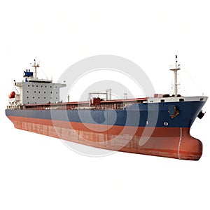 Cargo ship side view isolated on white background