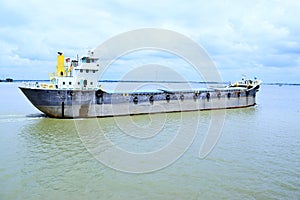 The cargo ship transportation in the River,Cargo ship sailing