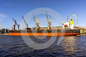 Cargo ship unloading