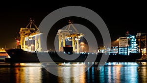 Cargo ship unloading the container at Port