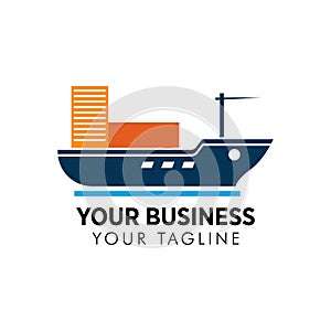 Cargo ship vector logo template