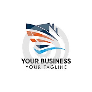 Cargo ship vector logo template