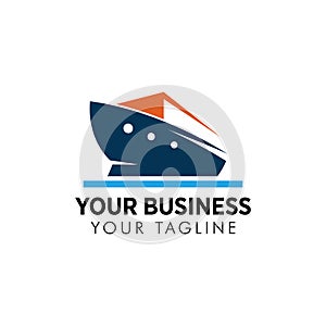 Cargo ship vector logo template