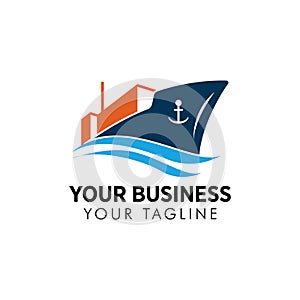 Cargo ship vector logo template