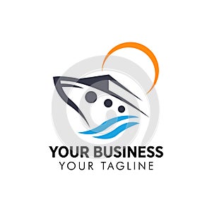 Cargo ship vector logo template