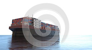 Cargo ship or vessel with containers in ocean
