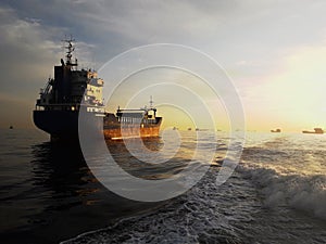 Cargo Ship view before sunset