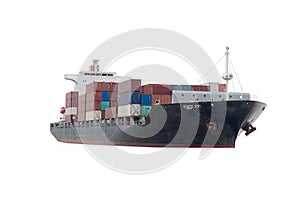 Cargo ship white background