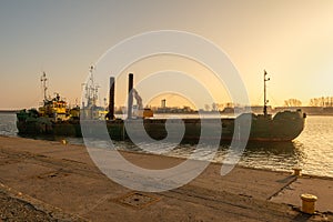 Cargo ship in Wladyslawowo port.