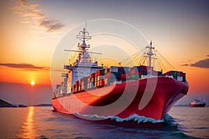 A cargo ship. The World in Motion. Exploring the Cargo Shipping Industry. Generative AI