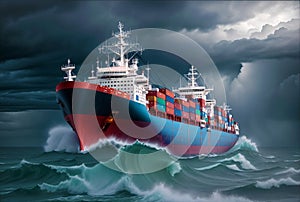 A cargo ship. The World in Motion. Exploring the Cargo Shipping Industry. Generative AI