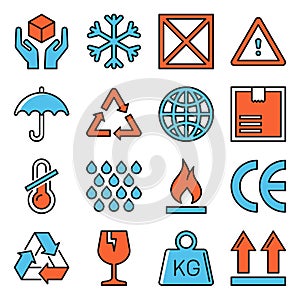 Cargo Shiping Icons Set on White Background. Vector