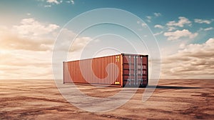Cargo shipping container working at sea port logistic busi. AI Generative