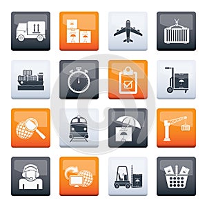 Cargo, shipping and logistic icons