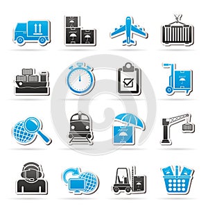 Cargo, shipping and logistic icons