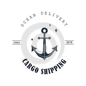 Cargo shipping logo. Ocean delivery. Sea freight transportation and logistics. Export and import over world. Vector