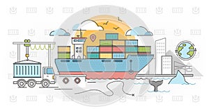 Cargo shipping outline concept vector illustration