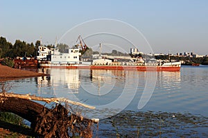 Cargo ships on Belaya River