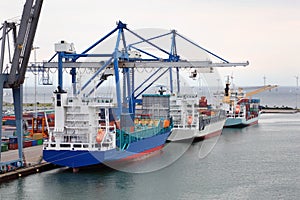 Cargo ships in Copenhagen seaport, Denmark