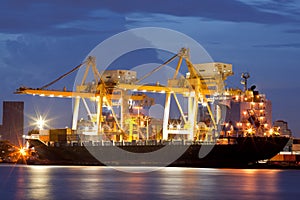 Cargo Ships at dusk