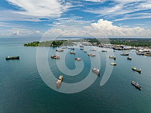 Fishing Boats floating over the sea in Zamboanga. Philippines. photo