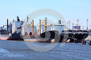 Cargo ships in harbour