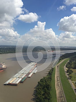 Cargo ships on the mississippi river