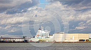Cargo ships in the port of Rotterdam