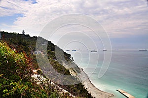 Cargo ships at sea