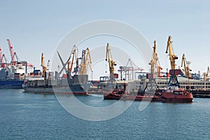 Cargo ships at shipyard