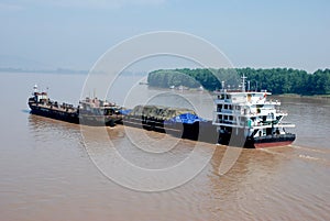 Cargo ships on Yangtze river, China