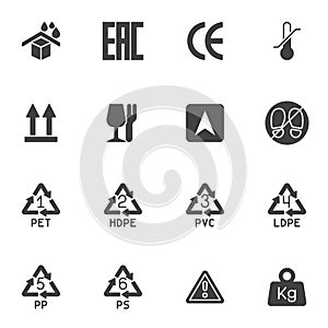 Cargo symbols vector icons set