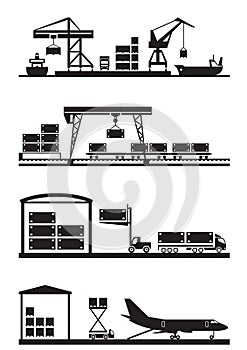 Cargo terminals icon set