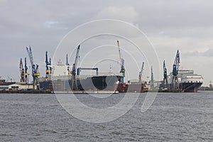 Cargo traffic in Hamburg. It`s the central hub for trade with Ea