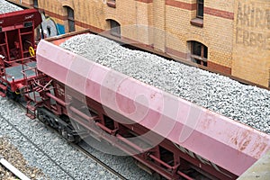 Cargo Train With Aggregate Stones Above