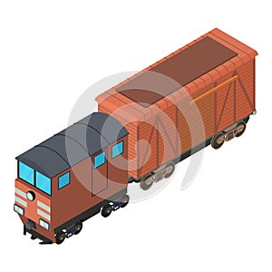 Cargo train icon, isometric style