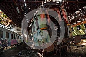 Cargo trains in old train depot