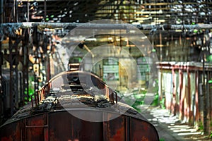 Cargo trains in old train depot