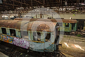 Cargo trains in old train depot