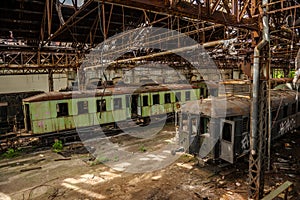 Cargo trains in old train depot