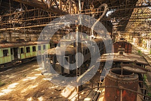 Cargo trains in old train depot