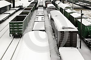 Cargo trains in winter