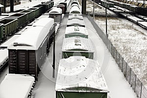 Cargo trains in winter