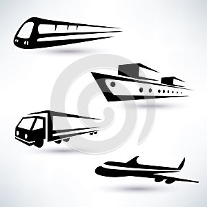 Cargo transportation icons set