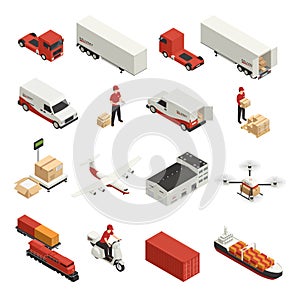 Cargo Transportation Isometric Icons