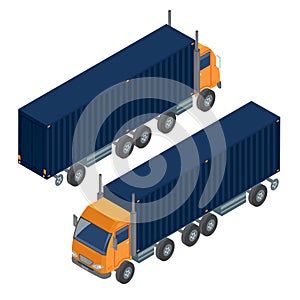 Cargo Transportation. Isometric Truck. Isometric Transportation.